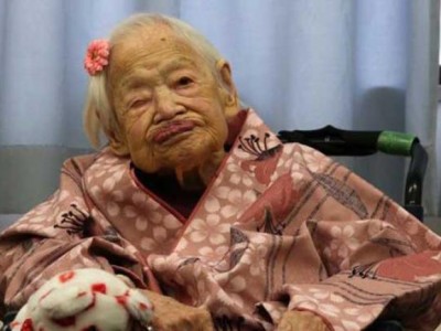 Esta anciana Misao Okawa originaria de Japon, murio a los 117 años. Eso no pasaráen latinoamerica. Foto de archivo