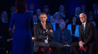 El presidente Barack Obama durante un debate transmitido por la CNN.