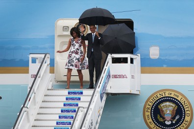  El presidente de EEUU Barack Obama   y su esposa Mishell llegan a Cuba
