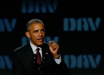 Barack Obama presidente de EEUU  se dirige al publico de una convención de veteranos en Atlanta, 