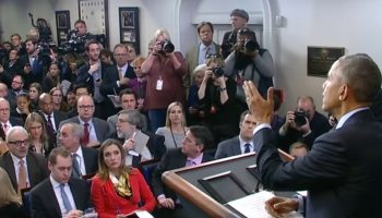  Imagen de la última rueda de prensa de Barack Obama como presidente de EEUU
