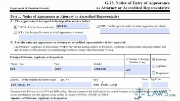 Abogado aconseja inmigrante EEUU llenar formulario G-28