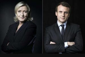 Macron y Marine Le Pen, favoritos en los primeros sondeos