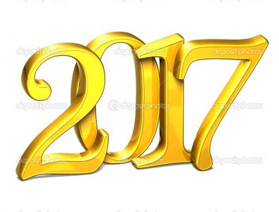3D Gold Year 2017 on white background