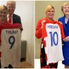 La presidenta de Croacia regaló camisetas de su selección a Donald Trump y a Theresa May