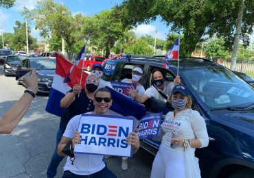 Dominicanos en Miami realizan caravana apoyo Joe Biden